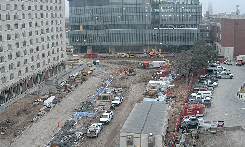 Construction view from the north of Kiewit Hall: January 18, 2023