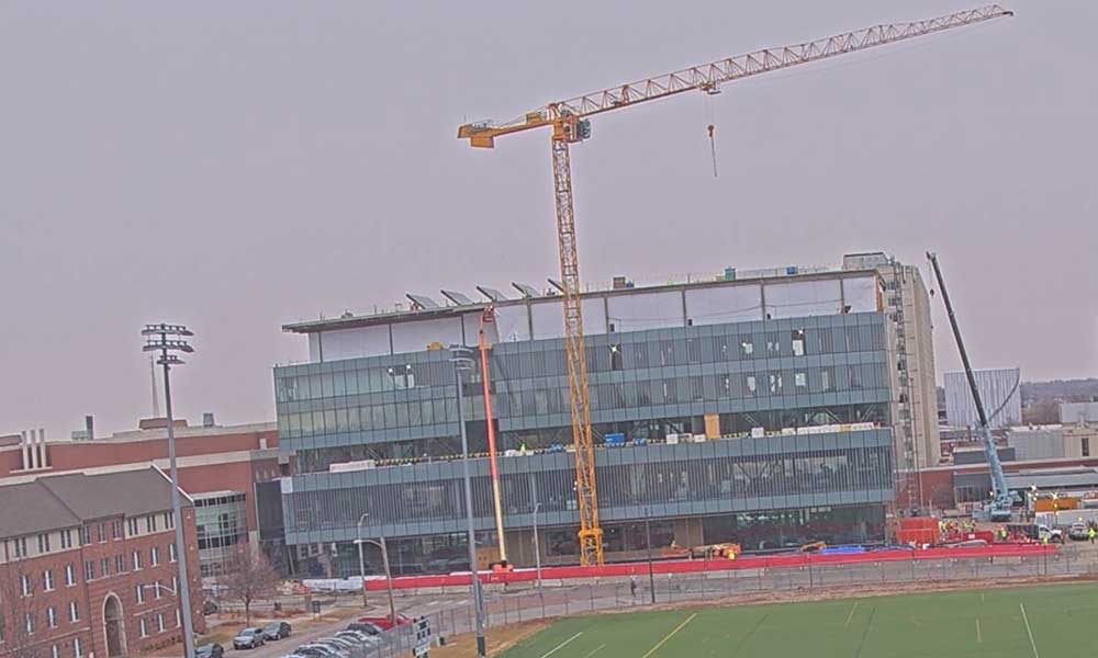 Construction view from the south of Kiewit Hall: January 4, 2023