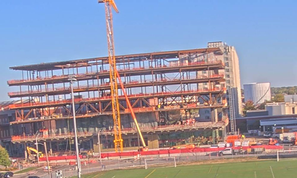 Construction view from the south of Kiewit Hall: October 12, 2022