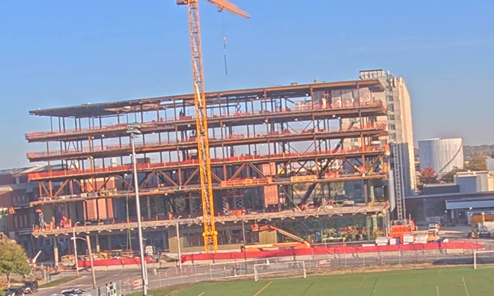 Construction view from the south of Kiewit Hall: October 19, 2022