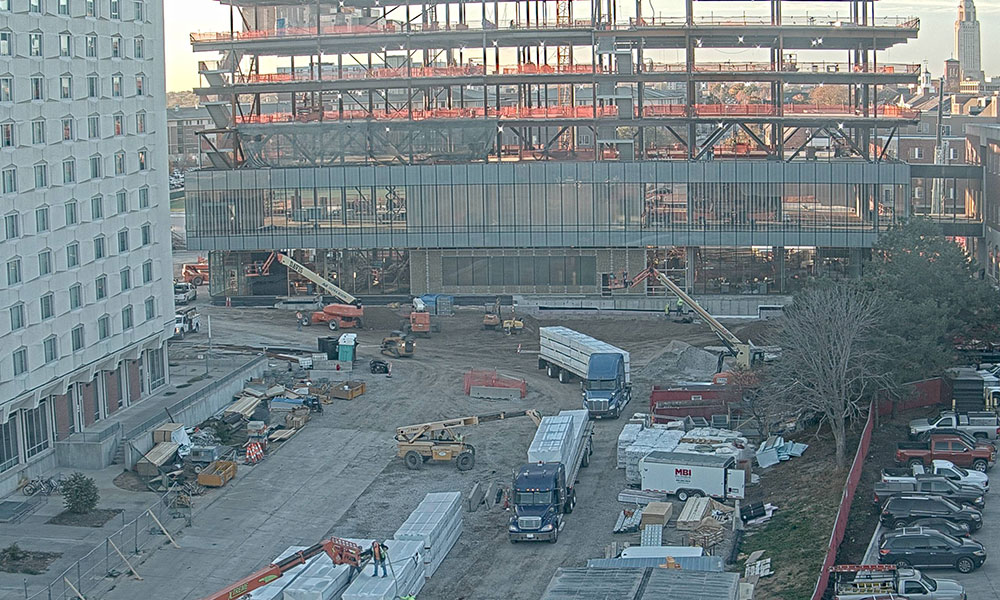 Construction view from the north of Kiewit Hall: October 26, 2022
