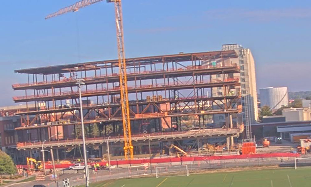 Construction view from the south of Kiewit Hall: October 5, 2022
