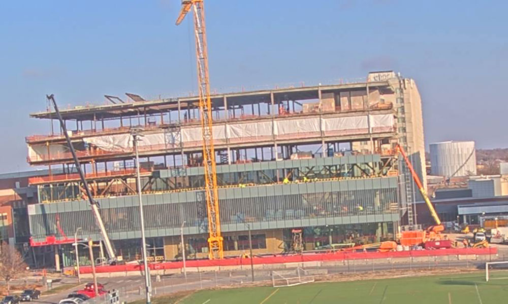 Construction view from the south of Kiewit Hall: November 16, 2022