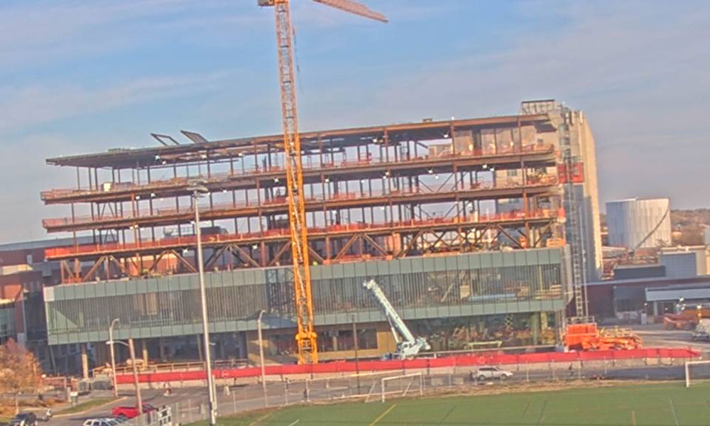 Construction view from the south of Kiewit Hall: November 2, 2022