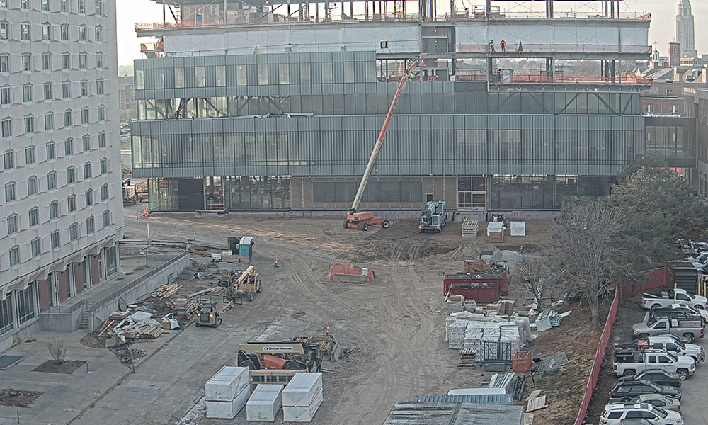 Construction view from the north of Kiewit Hall: November 23, 2022