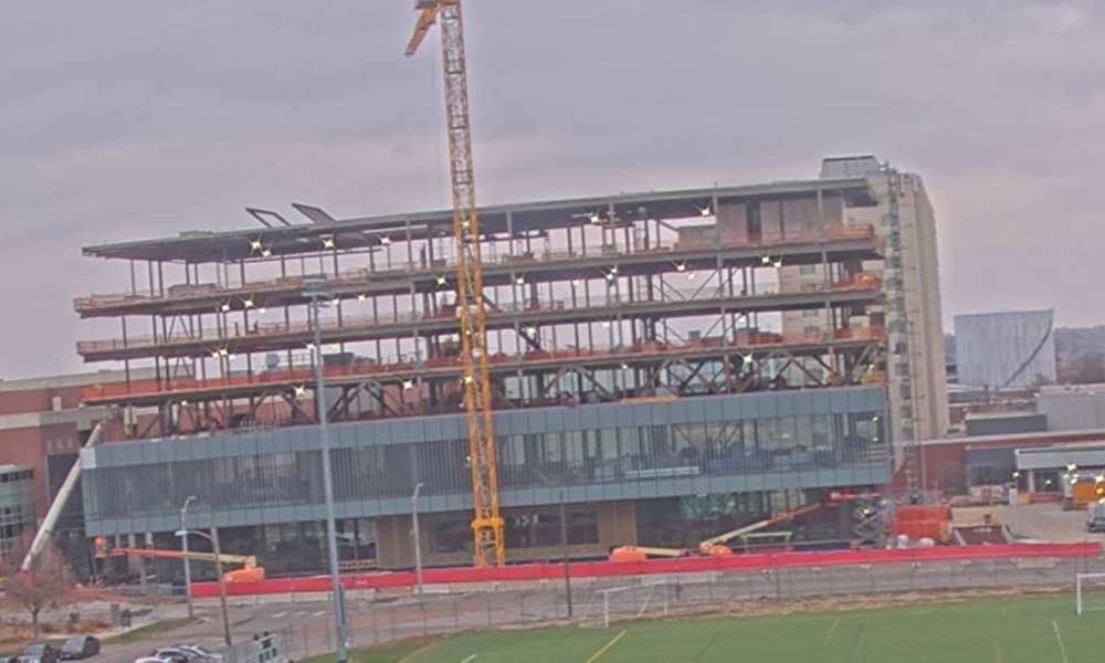 Construction view from the south of Kiewit Hall: November 9, 2022