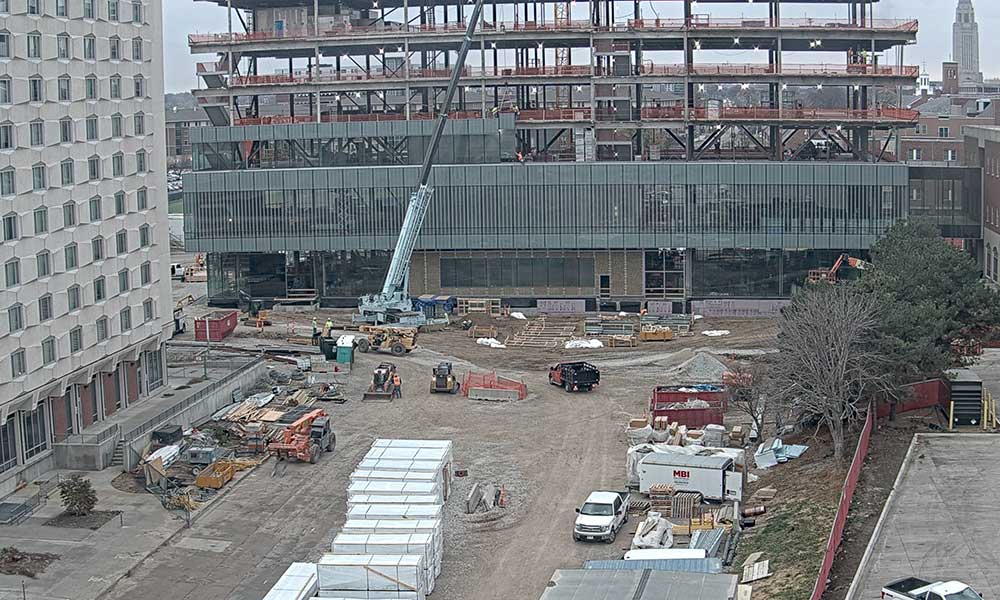 Construction view from the north of Kiewit Hall: November 9, 2022