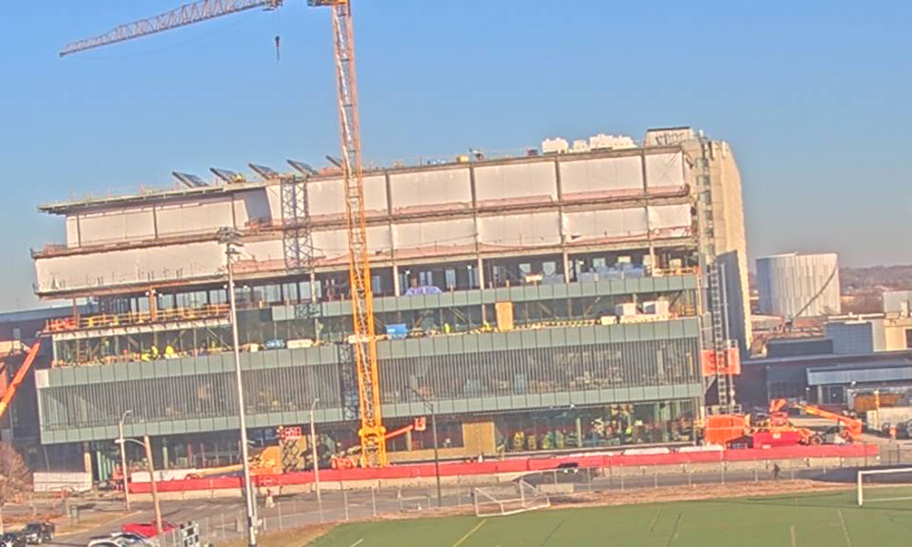 Construction view from the south of Kiewit Hall: December 7, 2022