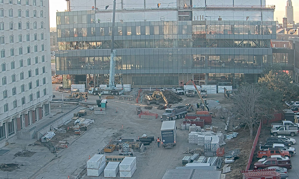 Construction view from the north of Kiewit Hall: December 7, 2022