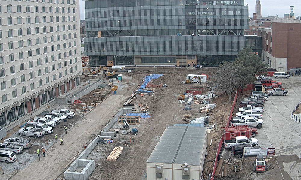 Construction view from the north of Kiewit Hall: February 15, 2023