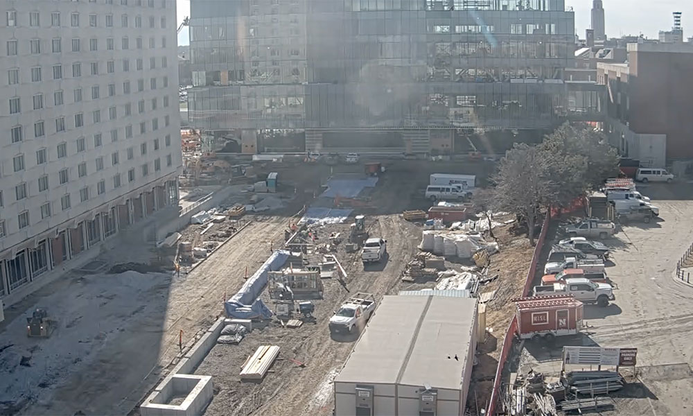 Construction view from the north of Kiewit Hall: February 8, 2023
