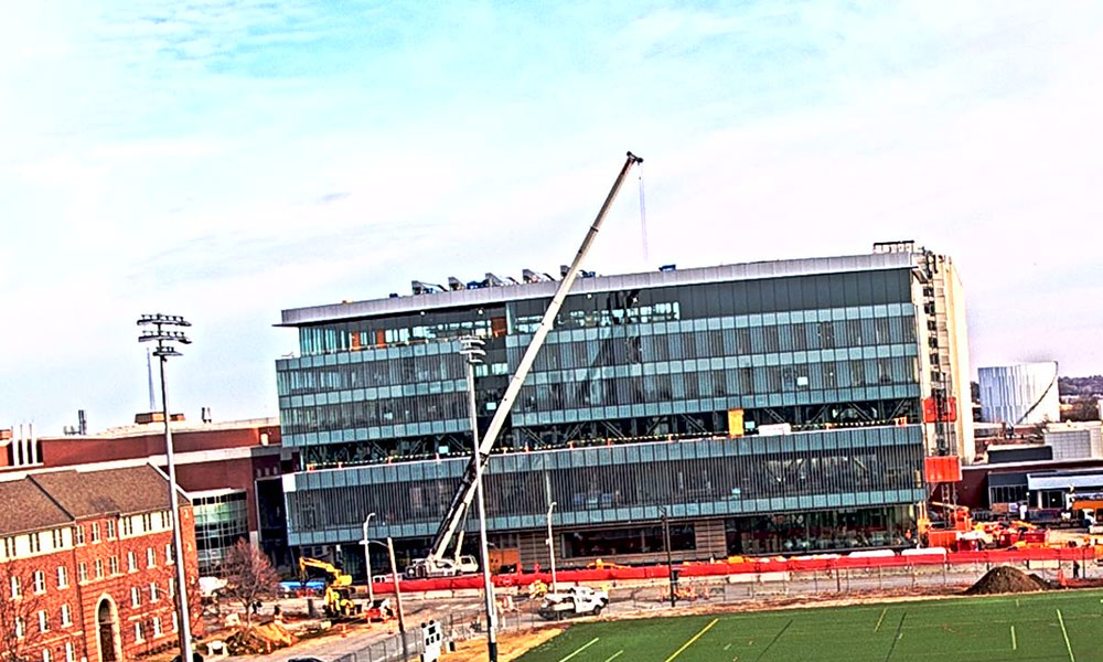 Construction view from the south of Kiewit Hall: March 15, 2023