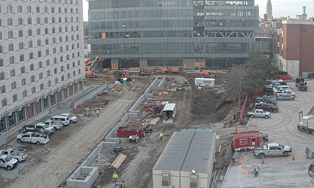 Construction view from the north of Kiewit Hall: March 15, 2023
