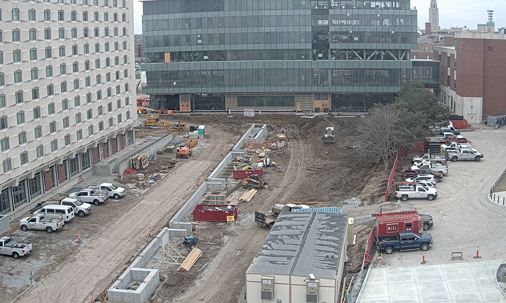 Construction view from the north of Kiewit Hall: March 22, 2023