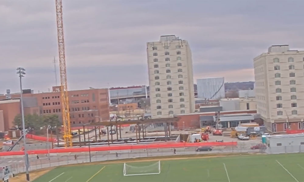 Construction view from the south of Kiewit Hall: March 30, 2022