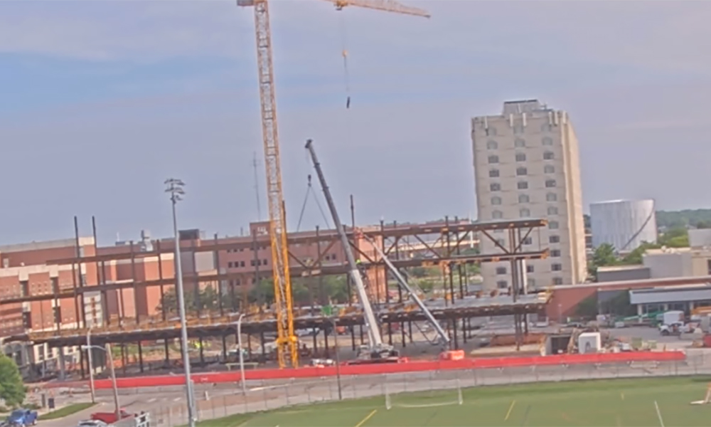Construction view from the south of Kiewit Hall: June 1, 2022