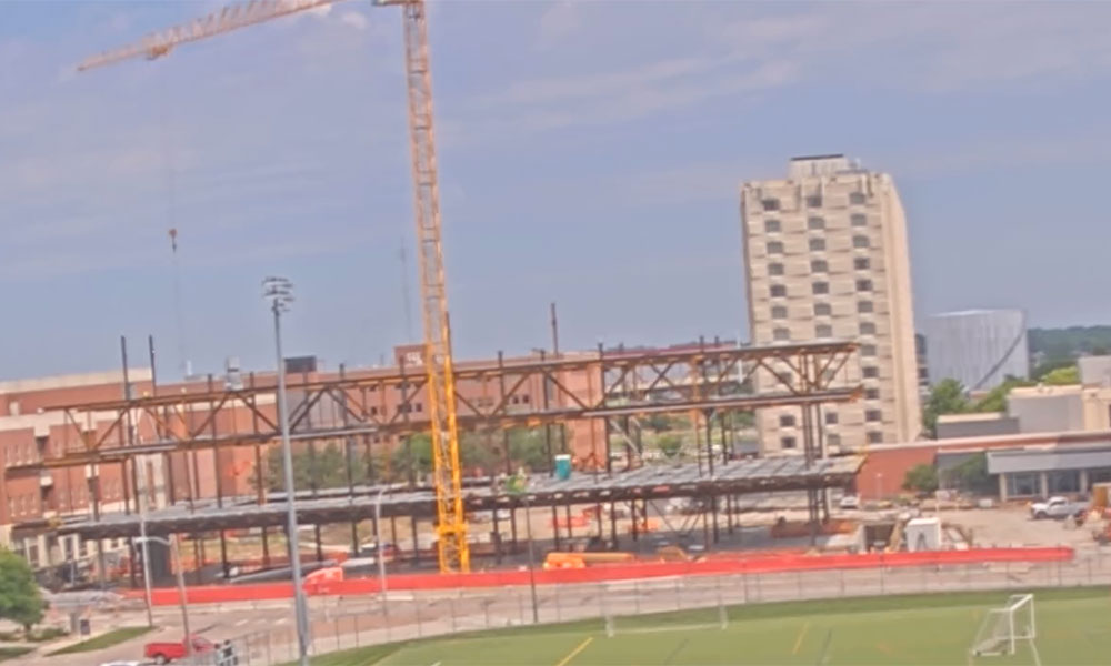 Construction view from the south of Kiewit Hall: June 8, 2022