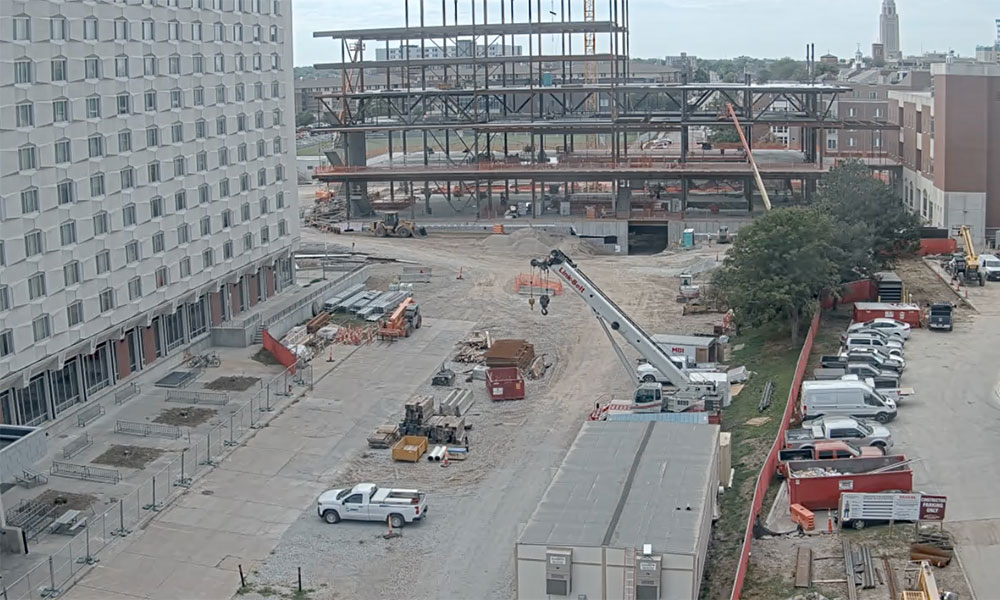 Construction view from the north of Kiewit Hall: July 20, 2022