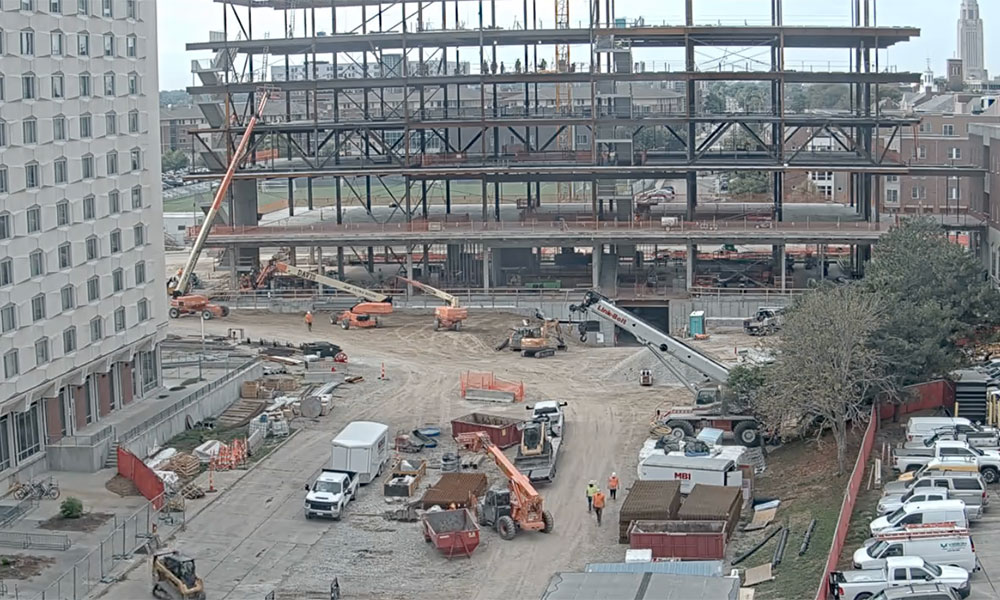 Construction view from the north of Kiewit Hall: August 24, 2022
