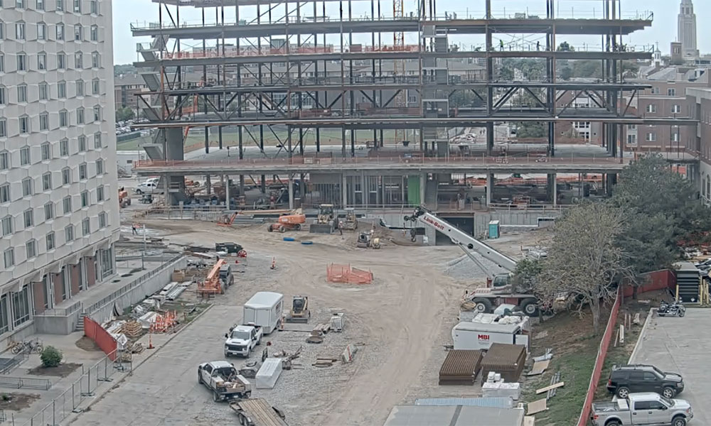 Construction view from the north of Kiewit Hall: August 31, 2022