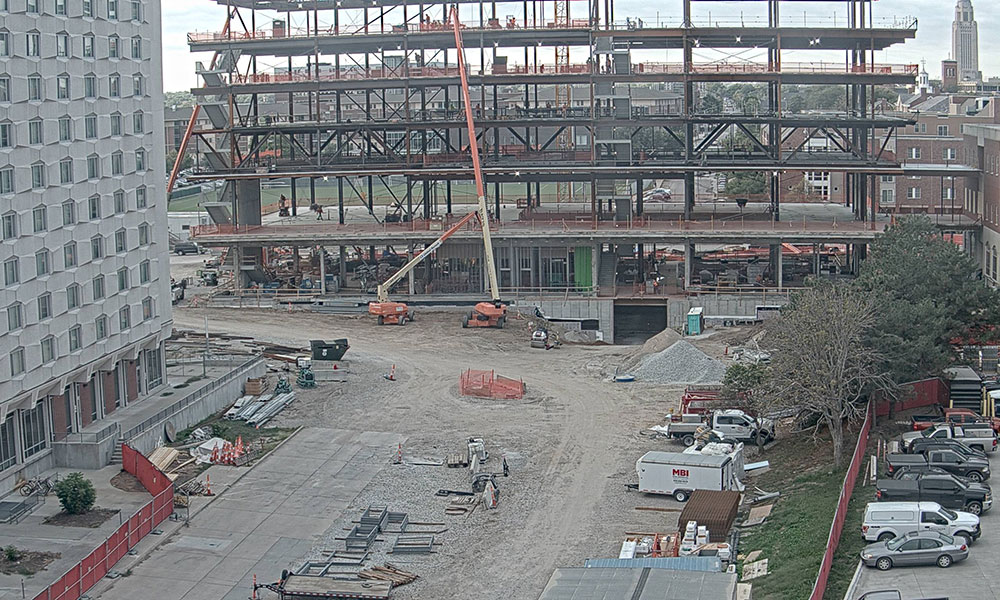Construction view from the north of Kiewit Hall: September 21, 2022