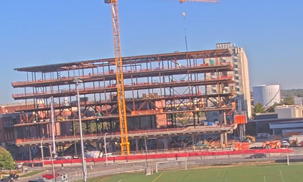 Construction view from the south of Kiewit Hall: September 28, 2022