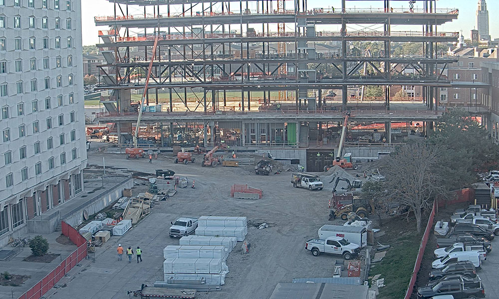 Construction view from the north of Kiewit Hall: September 28, 2022