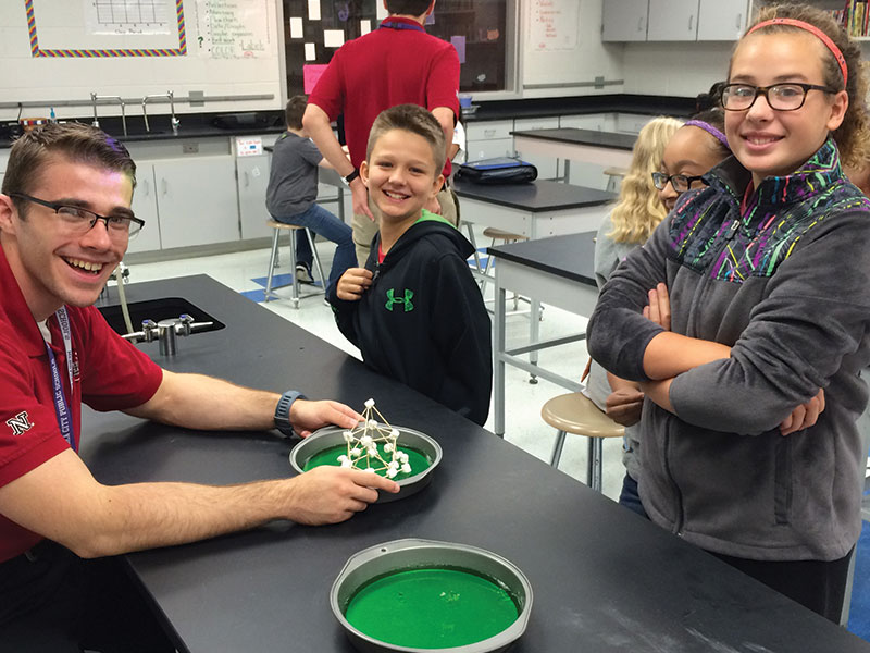 Ambassadors in Action: Nebraska Engineering Student and Elementary Students Work With Jello.
