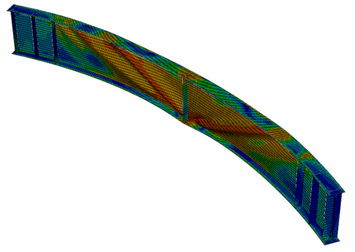 Horizontal Curvature Impacts on Steel Plate Girder Shear Buckling – finite element model