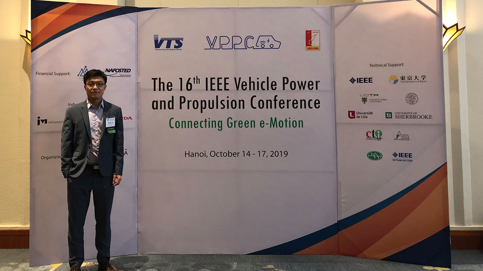 Chao Jia attends the 2019 IEEE Vehicle Power and Propulsion Conference.