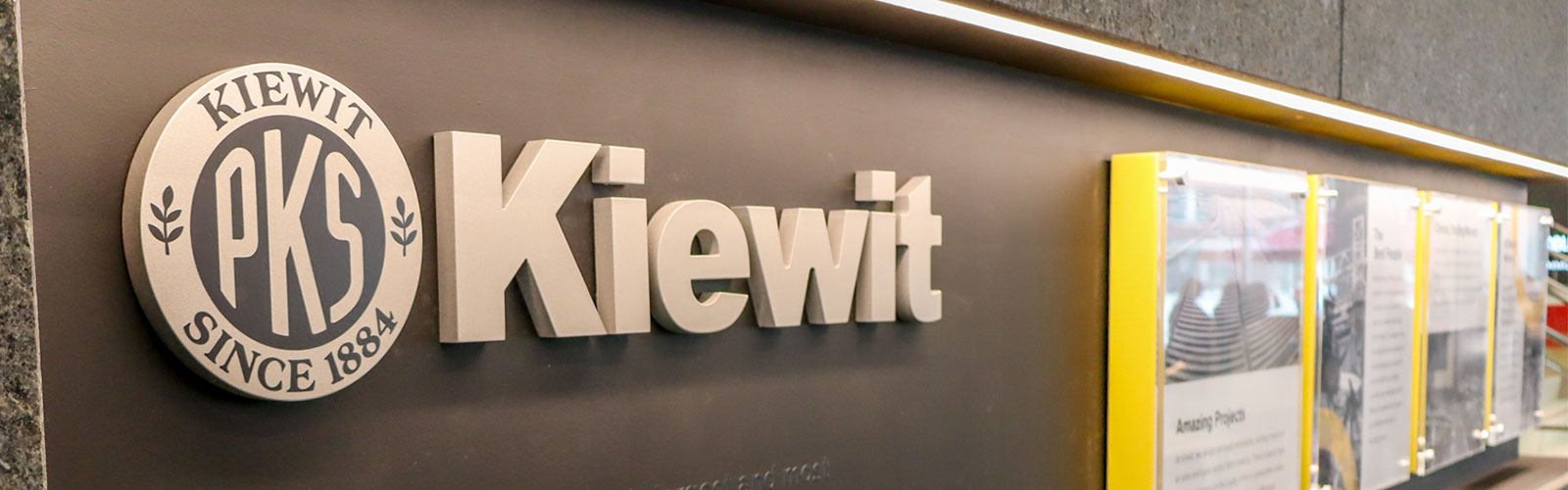Kiewit display wall inside Kiewit Hall on the University of Nebraska-Lincoln campus.