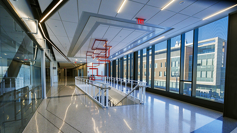 Interior hallway of the new Engineering Research Center 