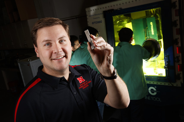 Michael Sealy has received a $500,000 National Science Foundation award to support his research into using 3D metal printers to create strong, dissolvable medical implants. The approach may also be used to manufacture military and transportation components and for emerging technologies. (Craig Chandler / University Communication)