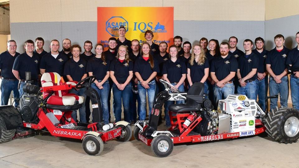 The UNL Quarter Scale Tractor X-Team (left) won the International Quarter Scale Tractor Student Design Competition in May. UNL A-Team is shown at right.