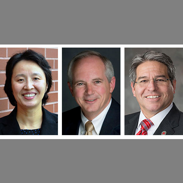 The three finalists for College of Engineering dean are (from left) Mei Wei, David Ashley and Lance C. Pérez.