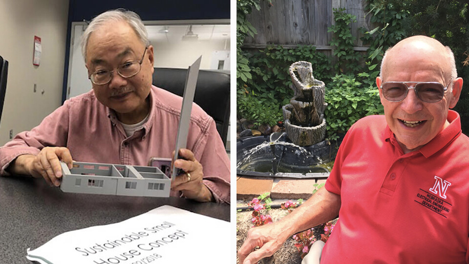 Nebraska Engineering's Bing Chen (left) and Jerry Varner have earned Service Awards for 55 years on campus. They are among nearly 1,000 employees who will earn the awards for years of service to the university. (Chen photo by OPPD Wire)