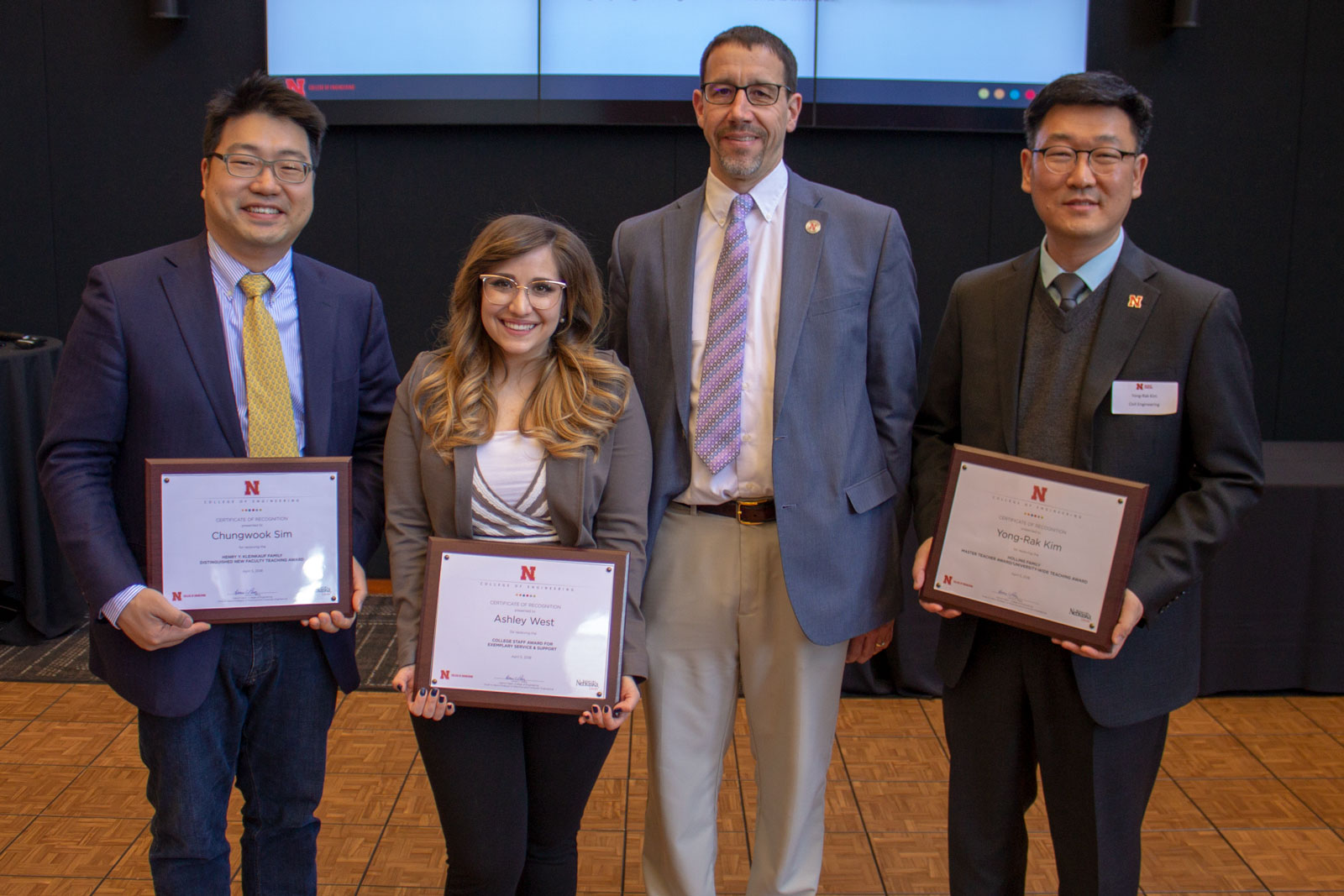 Left to right: Dr. Chungwook Sim, Ashley West, Dr. Daniel Linzell and Dr. Yong-Rak Kim. Not pictured: Dr. Libby Jones and Dr. John Stansbury