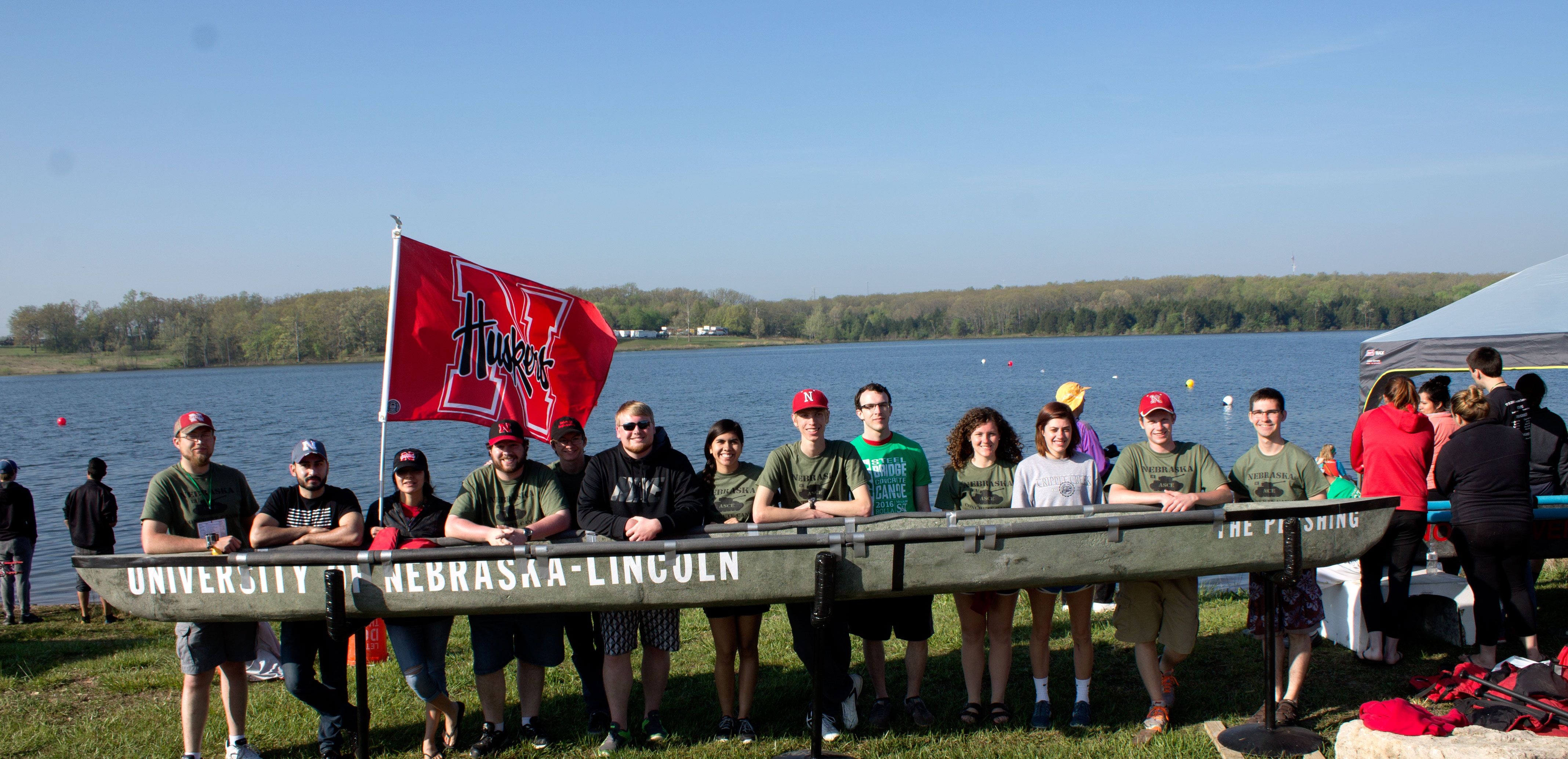 ASCE members with their canoe, The Pershing