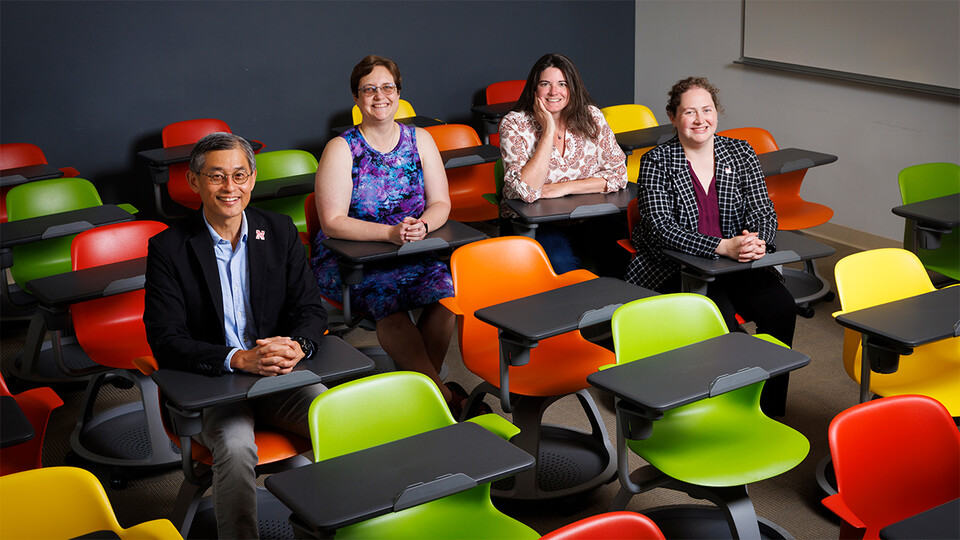 School of Computing faculty Leen-Kiat Soh (left) and Brittany Duncan (right) join Wendy Smith and Mindi Searls on a team of Husker reserachers spearheading a new five-year, $3 million project funded by the National Science Foundation.