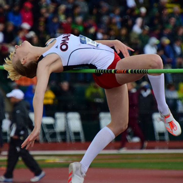 Stephanie Ahrens, an architectural engineering major in The Durham School at the University of Nebraska-Lincoln, became the first Division I track and field All-American for University of Nebraska Omaha by tying for eighth place in the high jump at the NCAA Outdoor Track and Field Championships in Eugene, Oregon. 