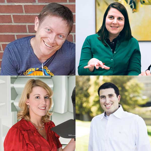 Four University of Nebraska-Lincoln architectural engineering alumni -- (clockwise from top left) Samuel Haberman, Kimberly Cowman, Brandon Rich and Erica Ryherd, who is also an associate professor of in The Durham School of Architectural Engineering and Construction -- are among the 2018 40 Under 40 honorees chosen by Consulting-Specifying Engineer.