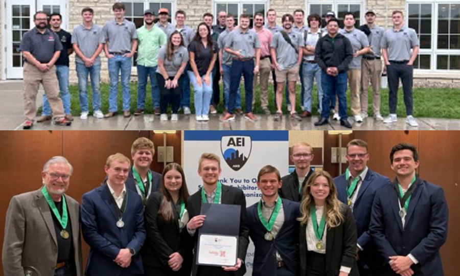 A Durham School team of construction students (top) won numerous awards at the ASC Region 4 Student Competition, Oct. 22-25; and a team of architectural engineering students (below) earned three awards at the AEI International Student Design Competition.