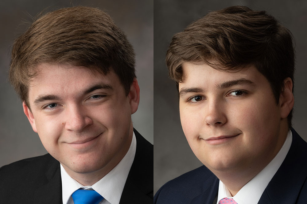Liam Kruse (left) and Mark Nail, both mechanical engineering majors, have been chosen to receive prestigious Goldwater Scholarships.