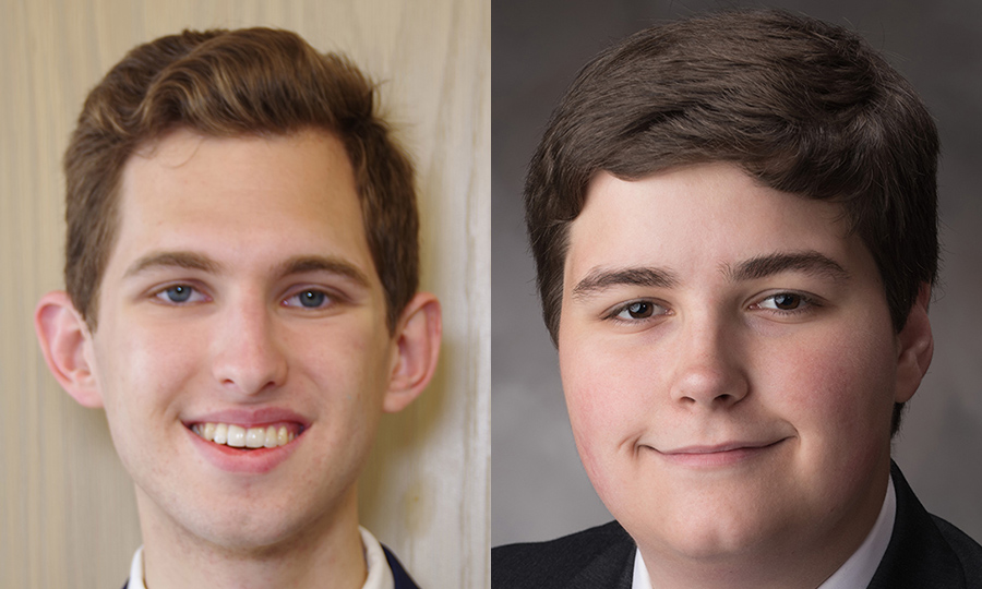 Aaron Haake (left), a senior mechanical engineering major, and Mark Nail, a 2020 mechanical engineering graduate, have been awarded 2022 NSF Graduate Research Fellowships.