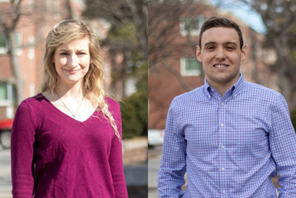 Madison Miller (left), a senior in chemical and biomolecular engineering, and Agustin Olivo, a graduate student in biological systems engineering, are among the 10 University of Nebraska-Lincoln students chosen to receive the 2020 Student Luminary Awards.