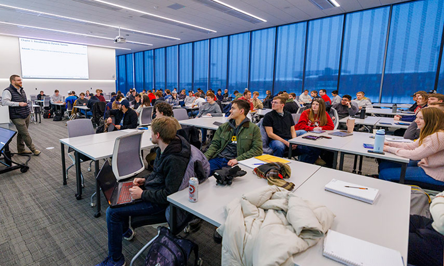 Kiewit Hall is the College of Engineering's hub for undergraduate engineering education. (Craig Chandler / University Communication and Marketing)