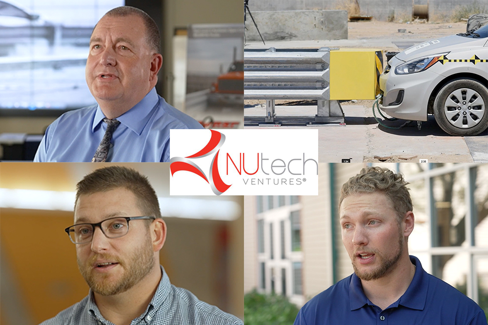 Among the award winners at the 2021 NUtech Ventures Innovator Awards event were (clockwise from top left), Ron Faller, the Midwest Roadside Safety Facility, Jackson Stansell and Eric Markvicka.