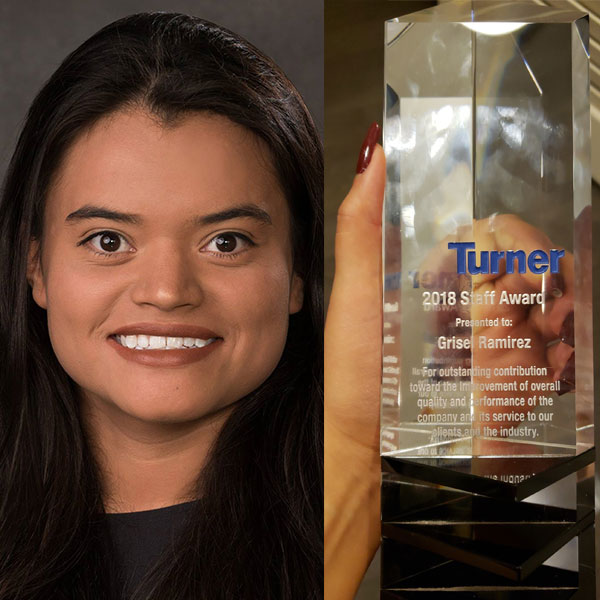 Grisel Ramirez, a 2017 construction management graduate, earned the 2018 Staff Award from Turner Construction.