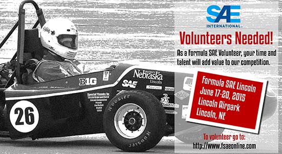 Volunteers are needed to help with the upcoming Formula SAE Lincoln competition.