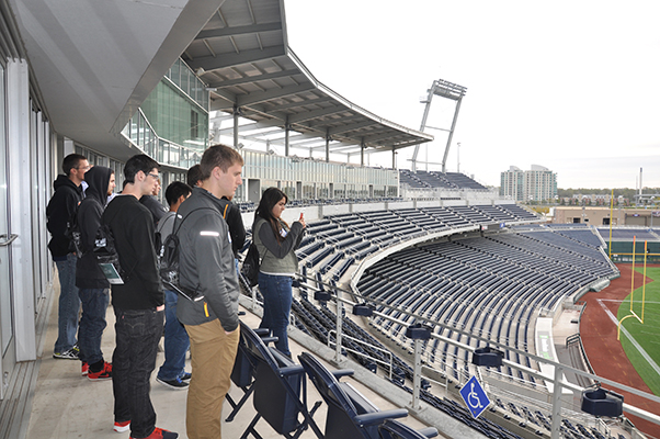 Students began the Engineering Industry Day with a tour of TD Ameritrade Park in downtown Omaha.